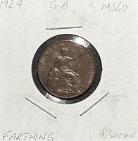 Reverse side showing seated Britannia and FARTHING legend