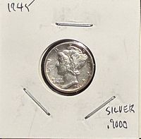 Obverse of 1945 Mercury dime in flip