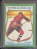Front view of Frank Mahovlich O-Pee-Chee NHL All-Star card in sleeve