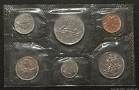 Front view of sealed 6-coin set
