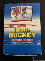 Front of 1990 Score NHL Hockey Premier Edition trading card box