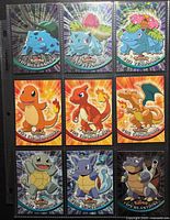 Fronts of nine Topps Pokémon cards #001-009 in sleeve