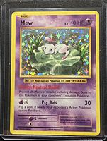 Front of 2016 Mew XY Evolutions card showing holographic artwork and stats