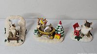 All three Fitz and Floyd Christmas Tails figurines group view