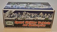 Front and side of Hess Sport Utility Vehicle and Motorcycles box