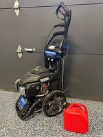 Front view of Yamaha PowerStroke 3100 PSI pressure washer and red gas can