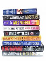 Stack of nine James Patterson books showing titles and mix of formats