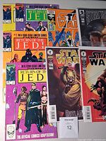 Nine Star Wars comic books arranged together for overview