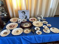 Full lot overview on blue tablecloth