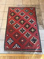 Full view of rug showing overall pattern and colors