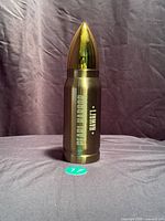 Full view of bullet-shaped water bottle standing upright