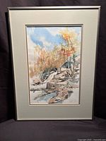 Full view of framed watercolour landscape
