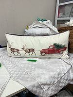 Full view of pillow showing entire holiday scene