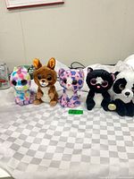 All five Ty Beanie Boos plush animals displayed in a row