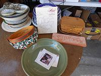 All six Longaberger items grouped on table