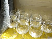 Group of etched crystal stemware