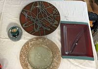 Top view showing all four items together on table