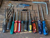 Group shot of all screwdrivers and Allen keys laid out
