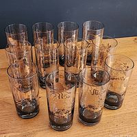 All 12 smoked glass tumblers angled to show zodiac artwork and transparency