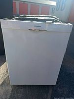 Front view of Bosch white dishwasher