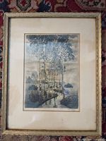 Full view of framed etching