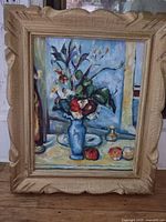 Front view of framed Cézanne still life study painting