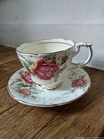 Tea cup on saucer showing overall design