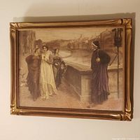 Full view of framed Dante and Beatrice print on wall