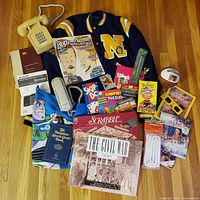 Overview of all items spread on floor