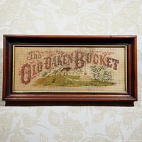 Framed cross stitch full view, shows frame style and artwork