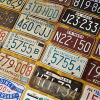 Overall view of assorted Massachusetts plates showing color variety and condition