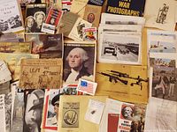 Full lot overview showing assorted books, pamphlets, magazines and folder