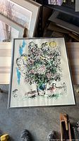 Full view of framed Chagall artwork