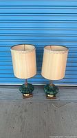 Front view pair of lamps with shades