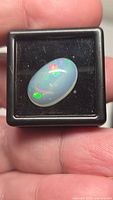 Top view of loose Ethiopian opal in display case