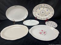 Group shot of all six assorted porcelain serving platters