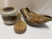 all three pottery pieces side by side