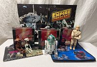 Full lot including display box, three sealed Micro Machines boxes, action figures, droid figures, fabric mat