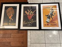 All three framed prints side by side showing overall condition and design