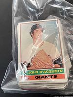 Front view of stack, top card John D’Acquisto Giants visible