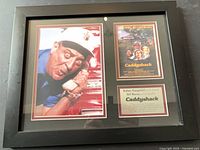 Overall framed Caddyshack collage showing photo, poster and plaque