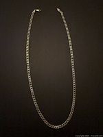 Full view of sterling silver Cuban link chain necklace