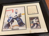 Overall framed Felix Potvin collage showing main photo, inset photo and plaque