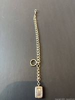 Full view of .800 silver curb-link pocket watch chain with attached locket