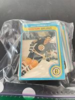 Front of Jean Ratelle Boston Bruins card showing design and condition