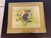 Full view of framed watercolor painting