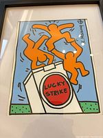 Full view of framed Keith Haring Lucky Strike print