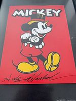Full view of Mickey Mouse pop art print on red background