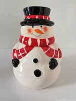 Front view of assembled snowman cookie jar