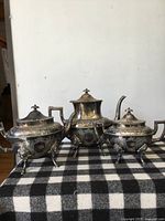 Front view of all three pieces on check cloth